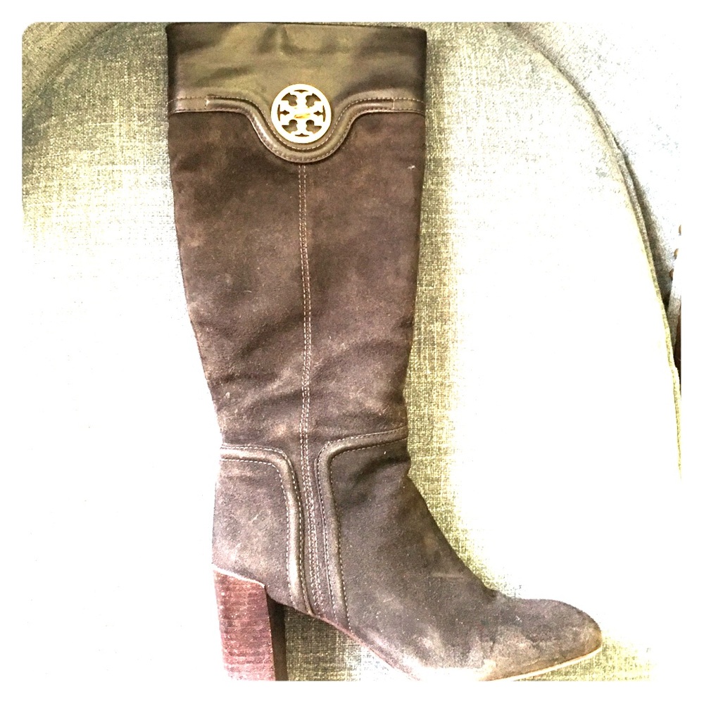 Tory Burch Selma mid heel softy suede in smoke